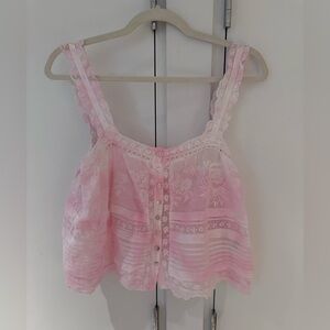 LoveShackFancy Pink Sully Top
